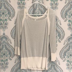 New York & Company striped sparkle sweater sz L